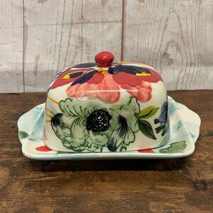 Anthropologie Amaryllis Floral Butter or Cheese Dish